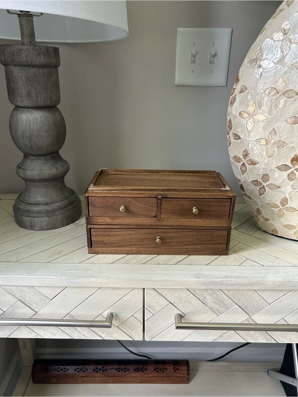 Wooden Jewelry Organizer Box in Brown